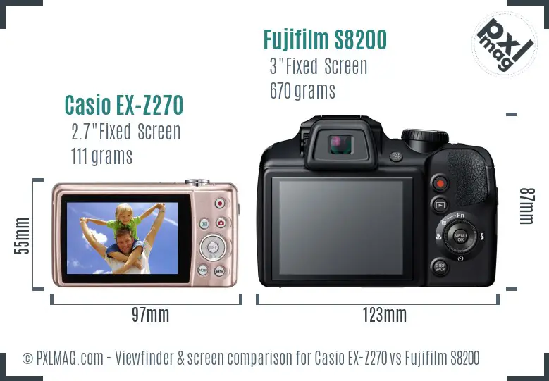 Casio EX-Z270 vs Fujifilm S8200 Screen and Viewfinder comparison Casio EX-Z270 vs Fujifilm S8200 Screen and Viewfinder comparison