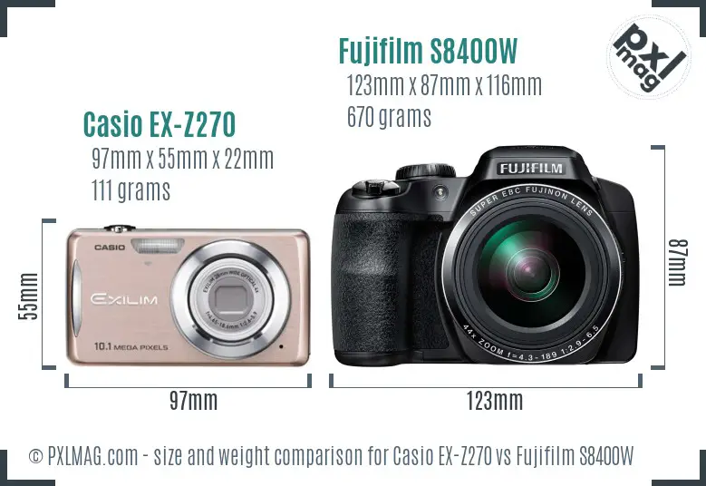 Casio EX-Z270 vs Fujifilm S8400W size comparison
