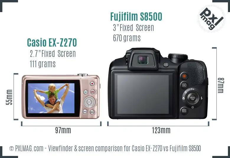 Casio EX-Z270 vs Fujifilm S8500 Screen and Viewfinder comparison Casio EX-Z270 vs Fujifilm S8500 Screen and Viewfinder comparison
