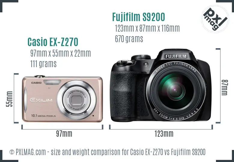 Casio EX-Z270 vs Fujifilm S9200 size comparison