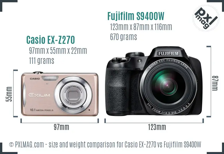 Casio EX-Z270 vs Fujifilm S9400W size comparison Casio EX-Z270 vs Fujifilm S9400W size comparison