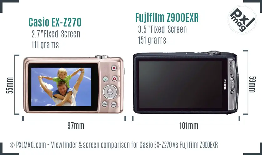 Casio EX-Z270 vs Fujifilm Z900EXR Screen and Viewfinder comparison