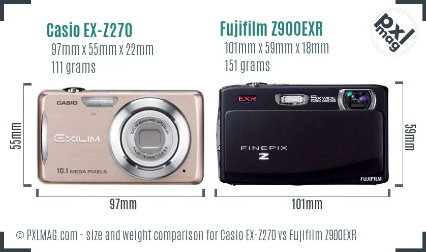 Casio EX-Z270 vs Fujifilm Z900EXR size comparison