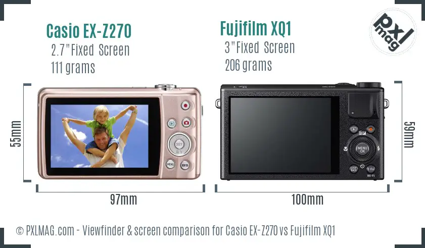 Casio EX-Z270 vs Fujifilm XQ1 Screen and Viewfinder comparison