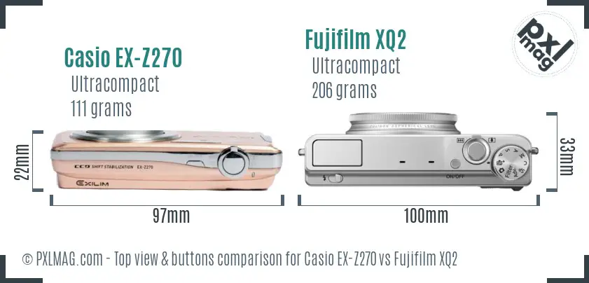 Casio EX-Z270 vs Fujifilm XQ2 top view buttons comparison
