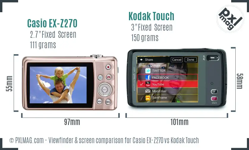 Casio EX-Z270 vs Kodak Touch Screen and Viewfinder comparison