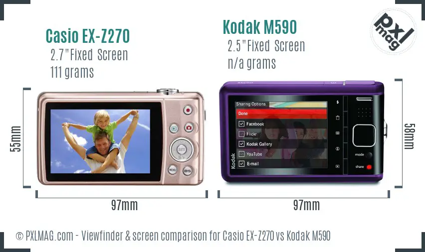 Casio EX-Z270 vs Kodak M590 Screen and Viewfinder comparison Casio EX-Z270 vs Kodak M590 Screen and Viewfinder comparison