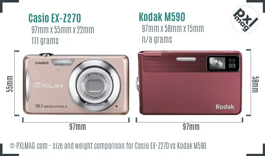 Casio EX-Z270 vs Kodak M590 size comparison Casio EX-Z270 vs Kodak M590 size comparison