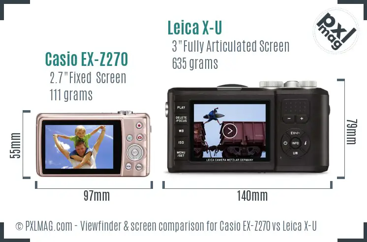 Casio EX-Z270 vs Leica X-U Screen and Viewfinder comparison
