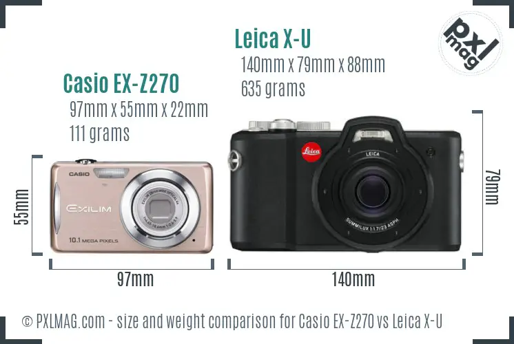 Casio EX-Z270 vs Leica X-U size comparison