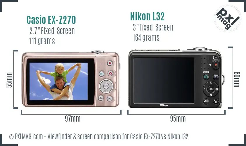 Casio EX-Z270 vs Nikon L32 Screen and Viewfinder comparison