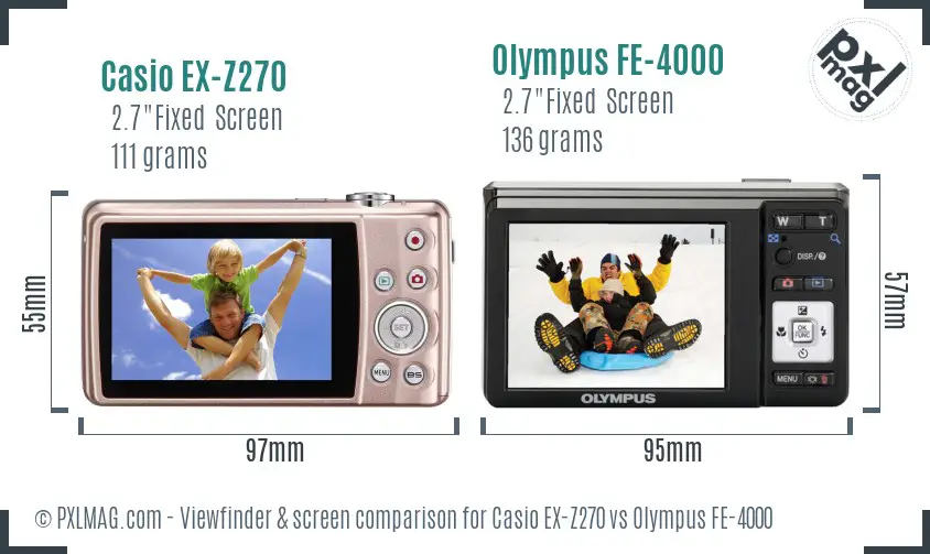 Casio EX-Z270 vs Olympus FE-4000 Screen and Viewfinder comparison