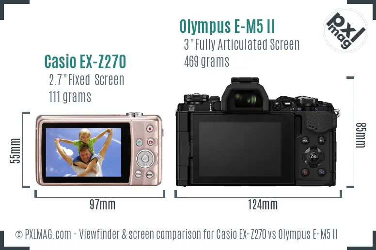 Casio EX-Z270 vs Olympus E-M5 II Screen and Viewfinder comparison