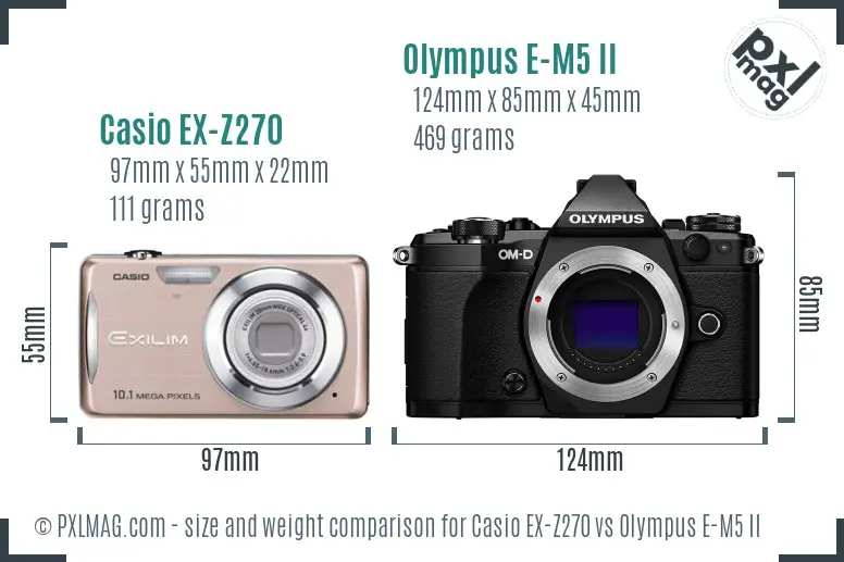Casio EX-Z270 vs Olympus E-M5 II size comparison
