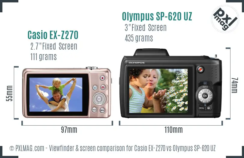 Casio EX-Z270 vs Olympus SP-620 UZ Screen and Viewfinder comparison