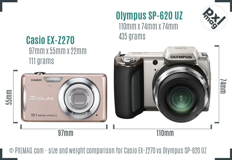 Casio EX-Z270 vs Olympus SP-620 UZ size comparison
