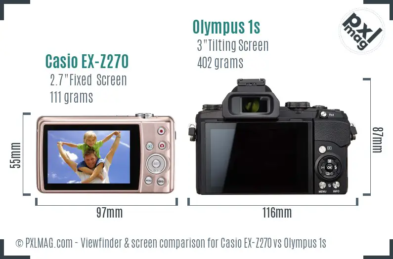 Casio EX-Z270 vs Olympus 1s Screen and Viewfinder comparison