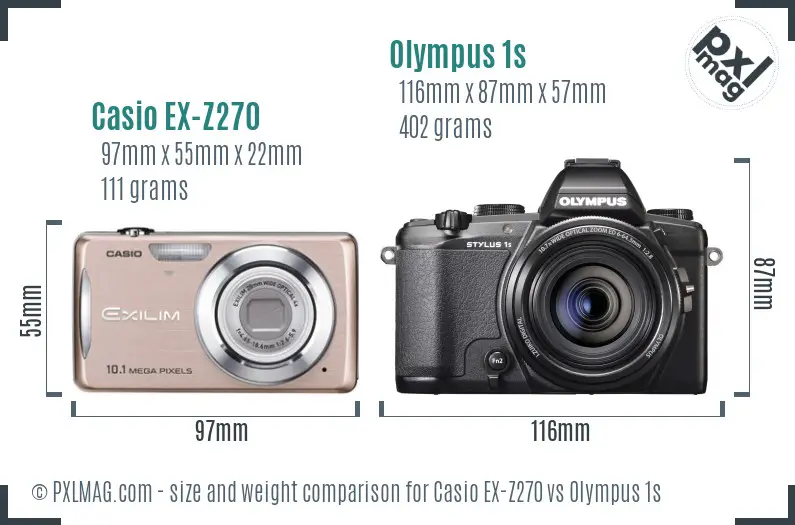 Casio EX-Z270 vs Olympus 1s size comparison