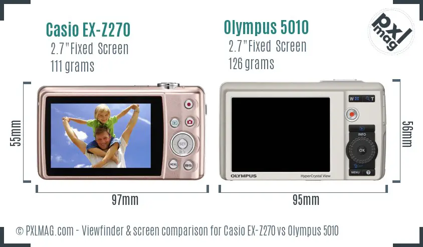 Casio EX-Z270 vs Olympus 5010 Screen and Viewfinder comparison