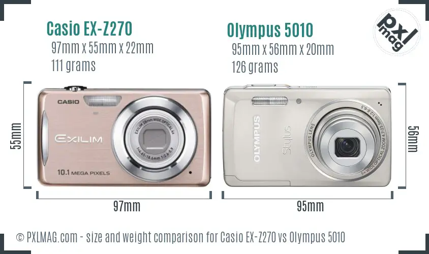 Casio EX-Z270 vs Olympus 5010 size comparison