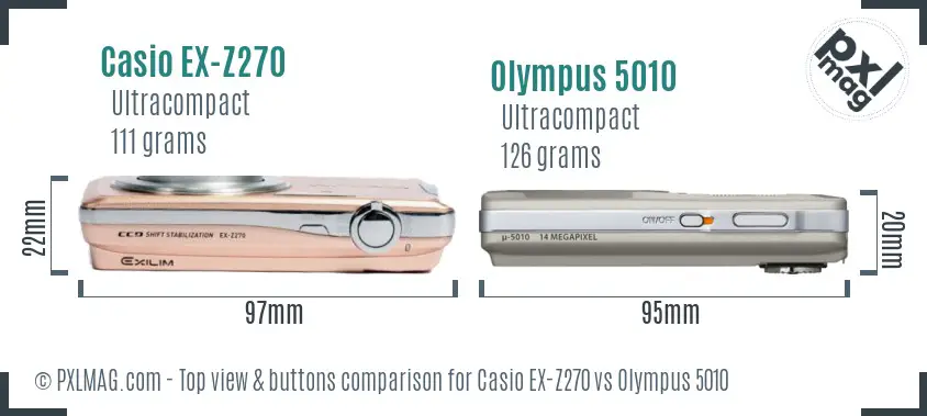 Casio EX-Z270 vs Olympus 5010 top view buttons comparison