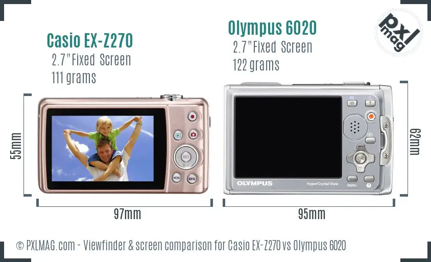 Casio EX-Z270 vs Olympus 6020 Screen and Viewfinder comparison