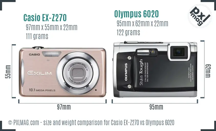 Casio EX-Z270 vs Olympus 6020 size comparison
