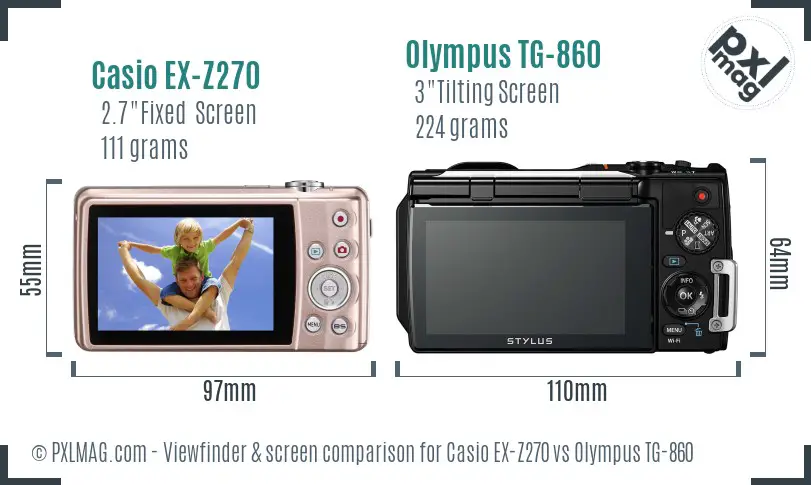 Casio EX-Z270 vs Olympus TG-860 Screen and Viewfinder comparison