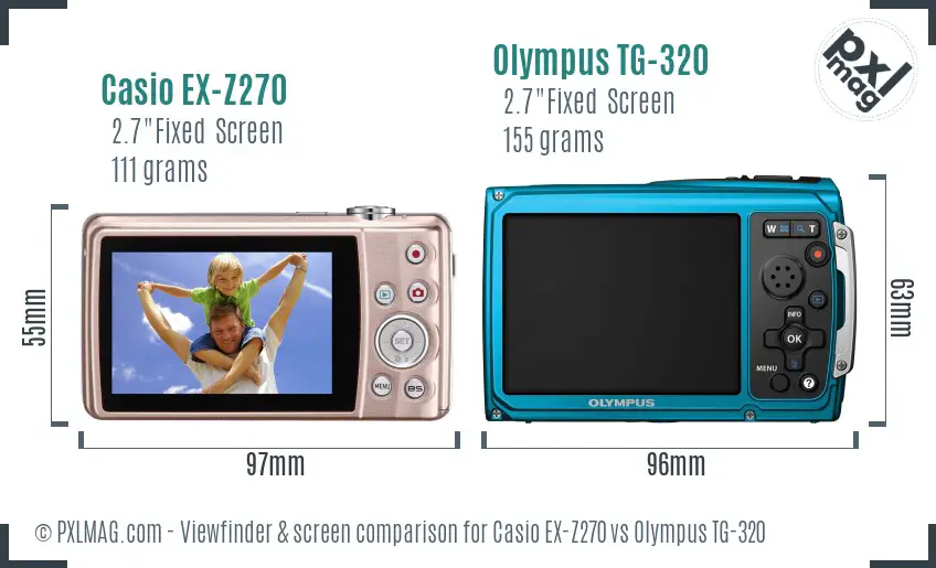 Casio EX-Z270 vs Olympus TG-320 Screen and Viewfinder comparison