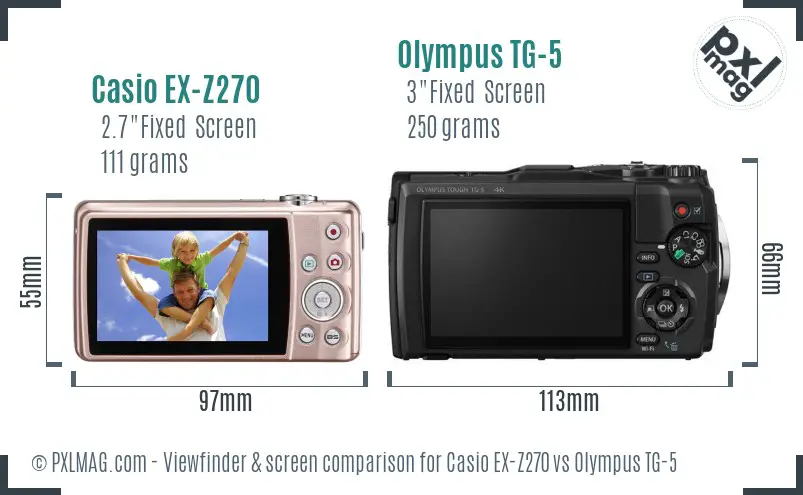 Casio EX-Z270 vs Olympus TG-5 Screen and Viewfinder comparison