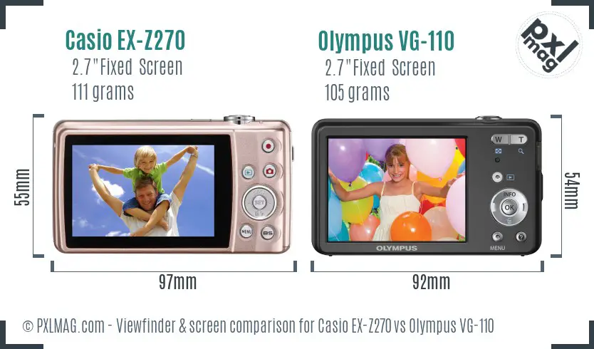 Casio EX-Z270 vs Olympus VG-110 Screen and Viewfinder comparison