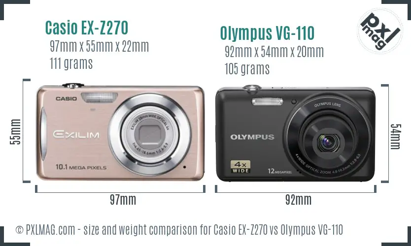 Casio EX-Z270 vs Olympus VG-110 size comparison