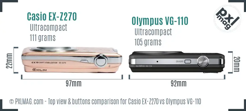 Casio EX-Z270 vs Olympus VG-110 top view buttons comparison