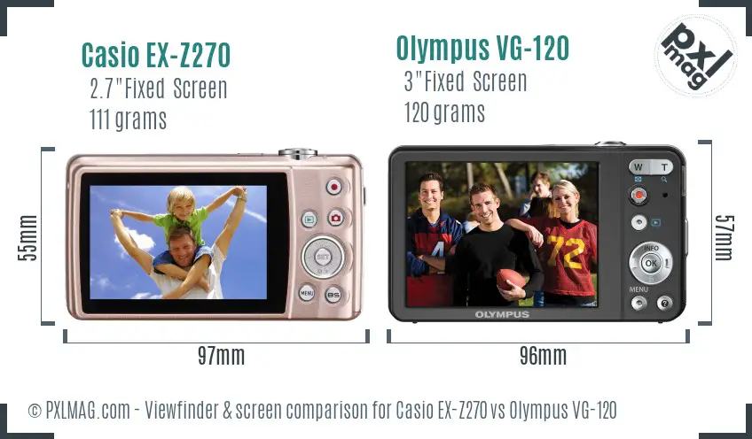 Casio EX-Z270 vs Olympus VG-120 Screen and Viewfinder comparison