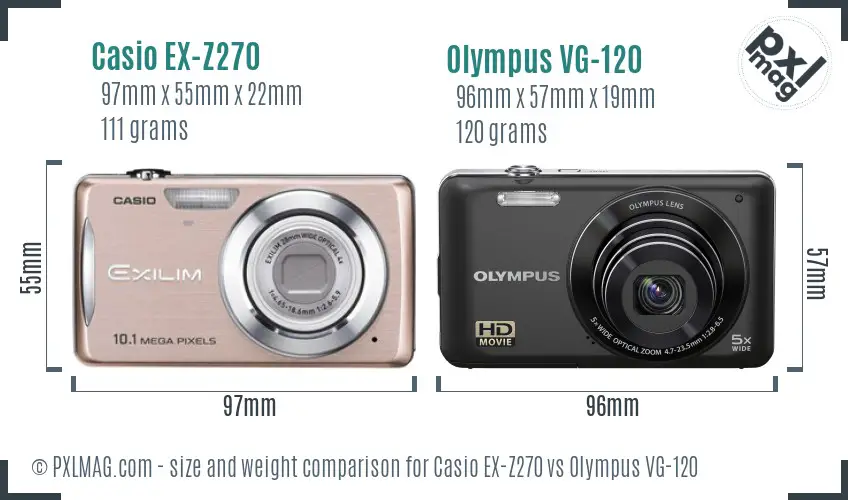 Casio EX-Z270 vs Olympus VG-120 size comparison