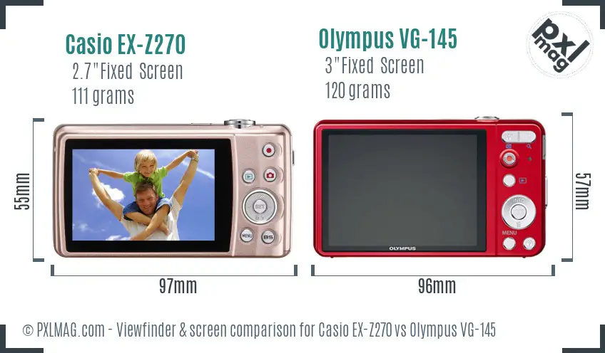 Casio EX-Z270 vs Olympus VG-145 Screen and Viewfinder comparison