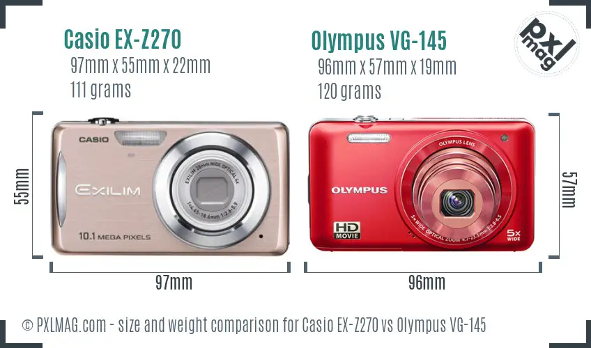 Casio EX-Z270 vs Olympus VG-145 size comparison