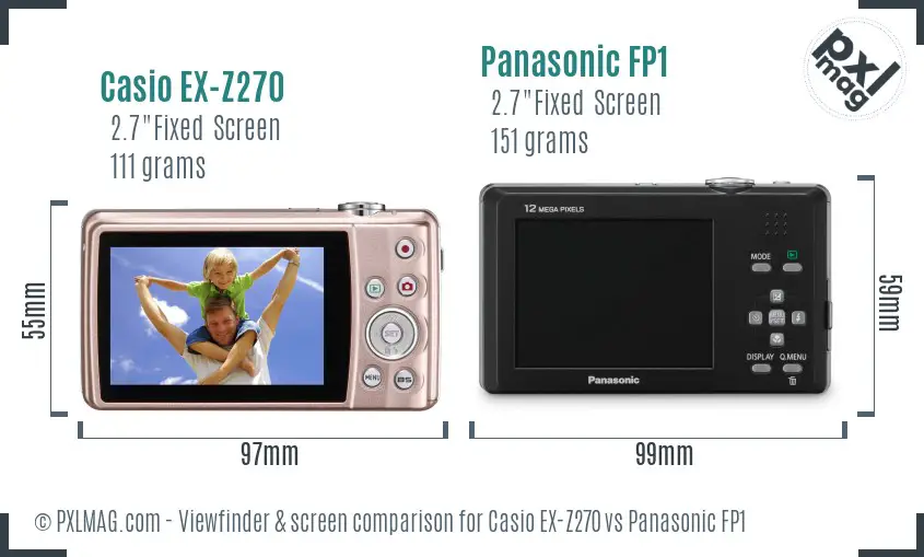 Casio EX-Z270 vs Panasonic FP1 Screen and Viewfinder comparison