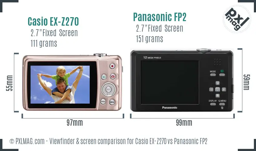 Casio EX-Z270 vs Panasonic FP2 Screen and Viewfinder comparison