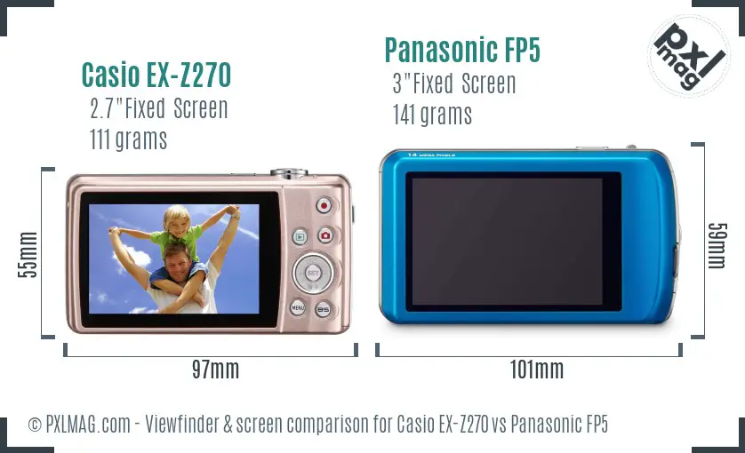 Casio EX-Z270 vs Panasonic FP5 Screen and Viewfinder comparison