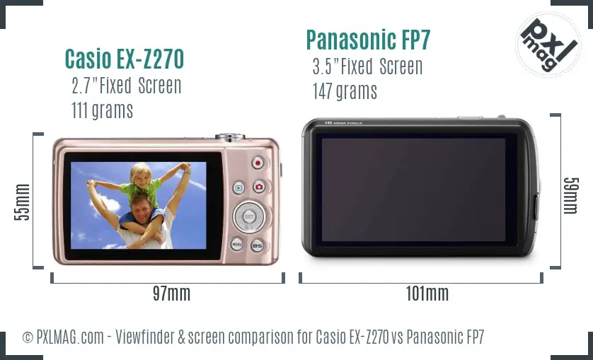 Casio EX-Z270 vs Panasonic FP7 Screen and Viewfinder comparison