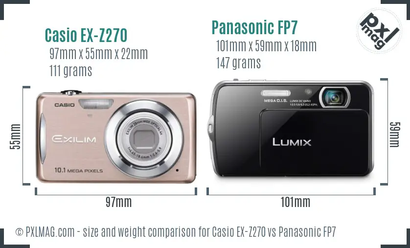 Casio EX-Z270 vs Panasonic FP7 size comparison