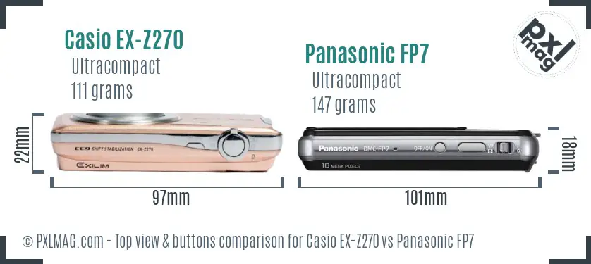 Casio EX-Z270 vs Panasonic FP7 top view buttons comparison