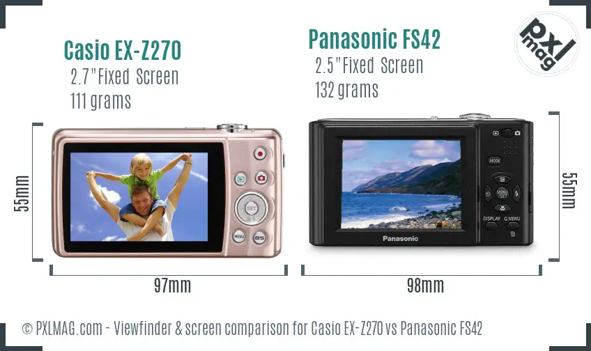 Casio EX-Z270 vs Panasonic FS42 Screen and Viewfinder comparison