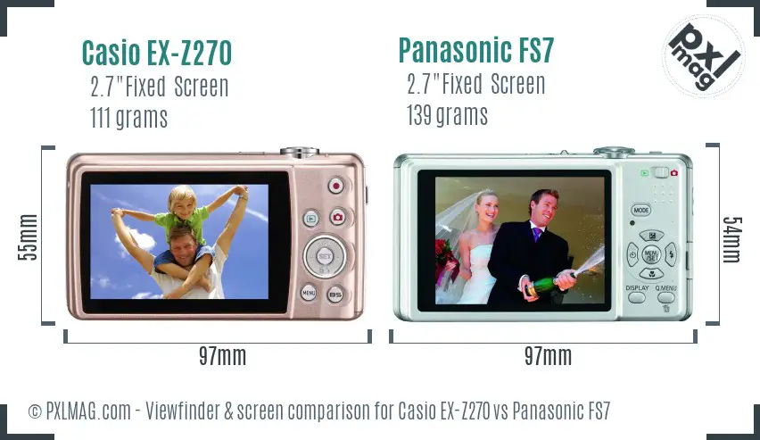Casio EX-Z270 vs Panasonic FS7 Screen and Viewfinder comparison Casio EX-Z270 vs Panasonic FS7 Screen and Viewfinder comparison