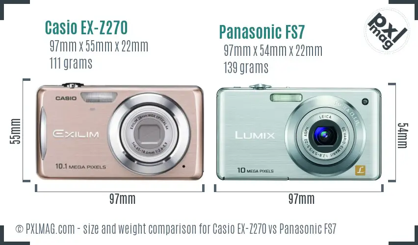 Casio EX-Z270 vs Panasonic FS7 size comparison Casio EX-Z270 vs Panasonic FS7 size comparison