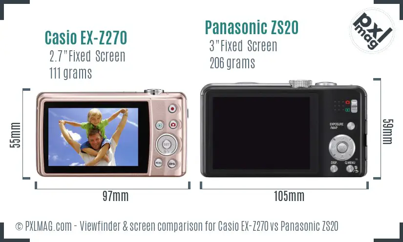 Casio EX-Z270 vs Panasonic ZS20 Screen and Viewfinder comparison Casio EX-Z270 vs Panasonic ZS20 Screen and Viewfinder comparison