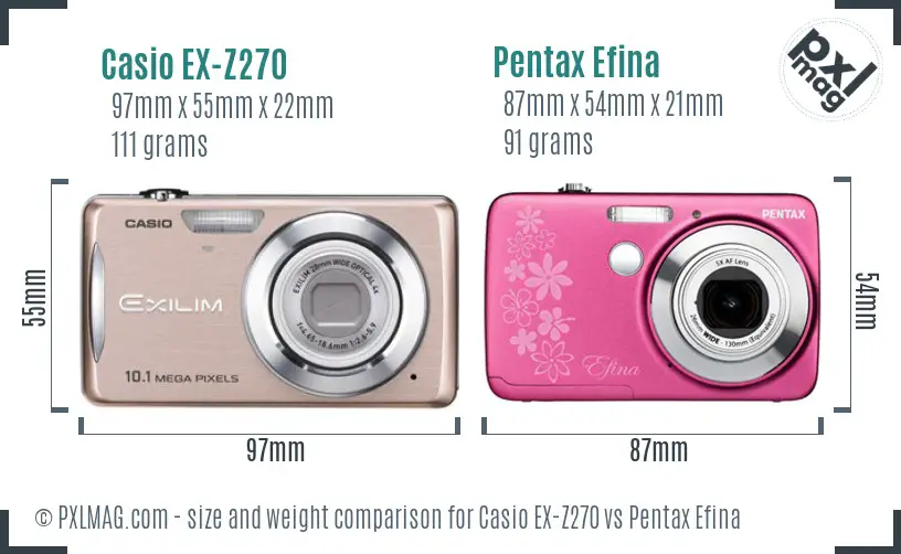 Casio EX-Z270 vs Pentax Efina size comparison Casio EX-Z270 vs Pentax Efina size comparison
