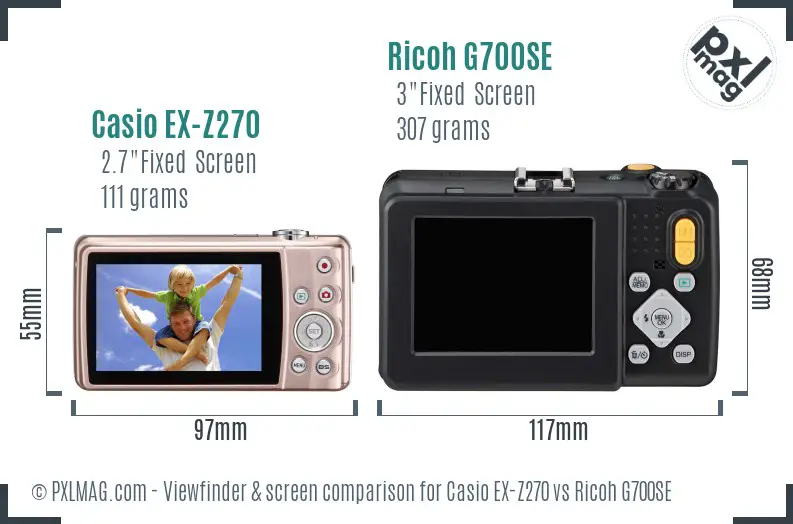 Casio EX-Z270 vs Ricoh G700SE Screen and Viewfinder comparison Casio EX-Z270 vs Ricoh G700SE Screen and Viewfinder comparison