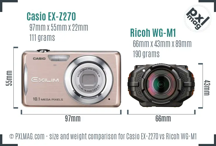 Casio EX-Z270 vs Ricoh WG-M1 size comparison Casio EX-Z270 vs Ricoh WG-M1 size comparison